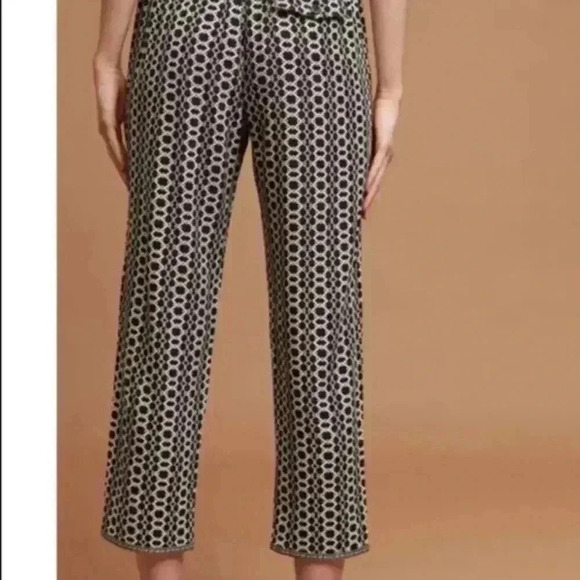 Anthropologie Hei Hei Black White Relaxed Pants Side Embroidery Rayon Soft Sz S - Picture 2 of 10